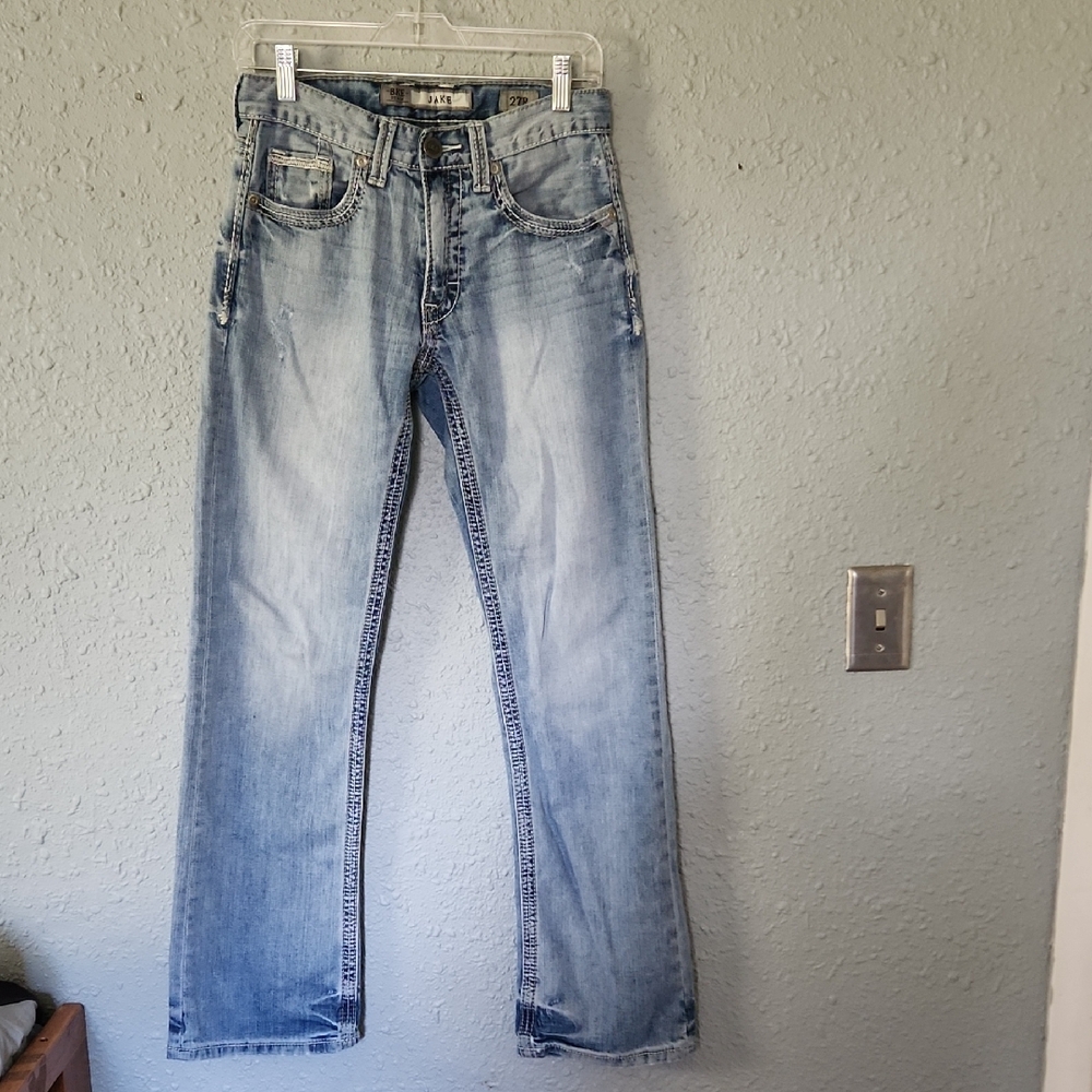 BKE Men's Faded Blue Bootcut Jeans